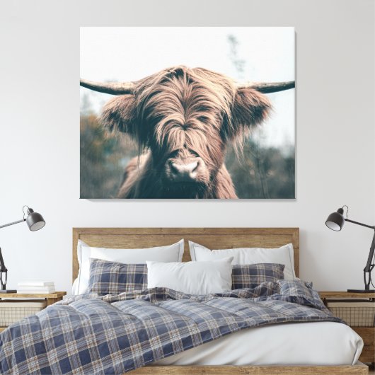Portret koe Highland Canvas Afdruk (Insitu (Slaapkamer))