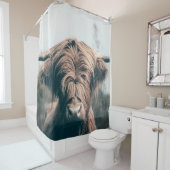 Portret koe Highland Douchegordijn (In situ)