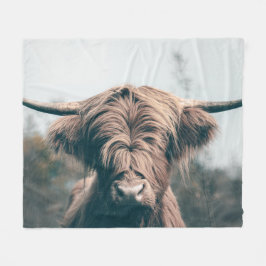 Portret koe Highland Fleece Deken