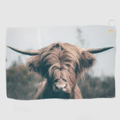 Portret koe Highland Golfhanddoek (Horizontaal)