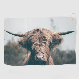 Portret koe Highland Golfhanddoek