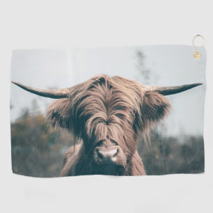 Portret koe Highland Golfhanddoek