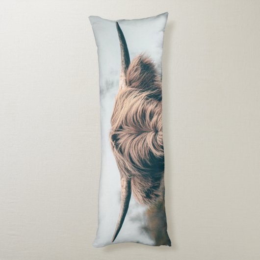 Portret koe Highland Lichaamskussen (Achterkant (Verticaal))