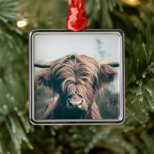 Portret koe Highland Metalen Ornament