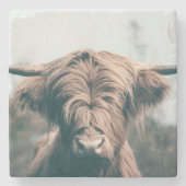 Portret koe Highland Stenen Onderzetter (Voorkant)