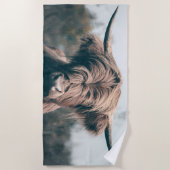 Portret koe Highland Strandlaken (Voorkant)