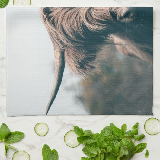 Portret koe Highland Theedoek (Gevouwen)