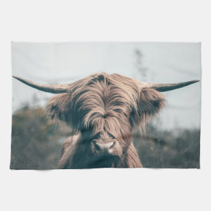 Portret koe Highland Theedoek