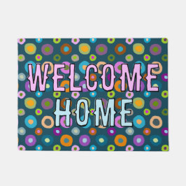 portret leuk kleurrijk welkom thuisblauw deurmat