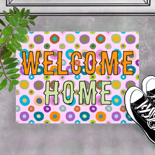 portret leuk kleurrijk welkomstroze deurmat (Creator heeft geüpload)