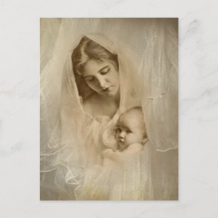 portret, liefhebbende moederholding Baby Briefkaart