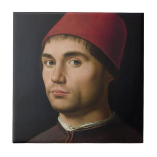 Portret Man Antonello Messina schilderij kunst vin Tegeltje