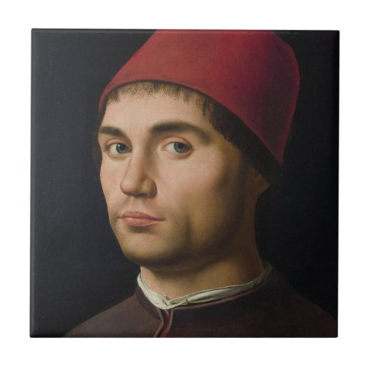 Portret Man Antonello Messina schilderij kunst vin Tegeltje (Voorkant)