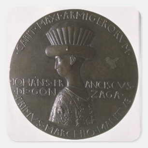 Portret-medaille met Gianfrancesco Gonzaga (13) Vierkante Sticker