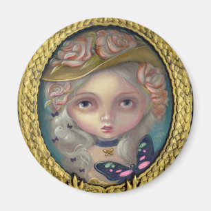 "Portret met een bloemig Pet" Magneet