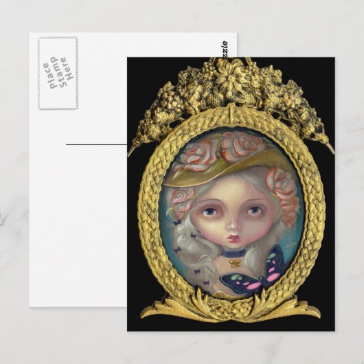 "Portret met een Briefkaart van het Pet van de Vlo (Voorkant / Achterkant)