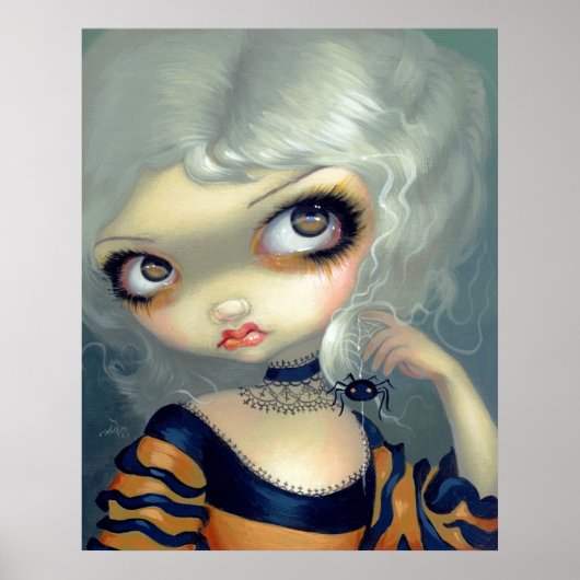 Portret met een Spiderling ART PRINT gothic rococo (Voorkant)