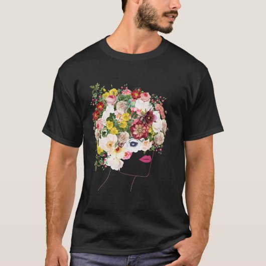 Portret met flesvormige, door botanie geïnspireerd t-shirt (Voorkant)