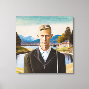 Portret met wig - stretched canvas Print