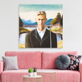 Portret met wig - stretched canvas Print (Insitu (Woonkamer))