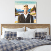 Portret met wig - stretched canvas Print (Insitu (Slaapkamer))