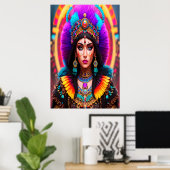 Portret: Mictēcacihuātl a Aztec Goddess | AI Art. Poster (Thuiskantoor)