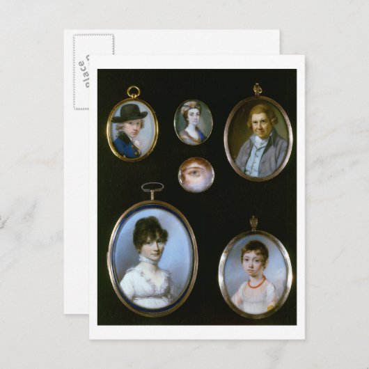 Portret miniaturen van LtoR en TtoB: Sir Thoma Briefkaart (Voorkant / Achterkant)