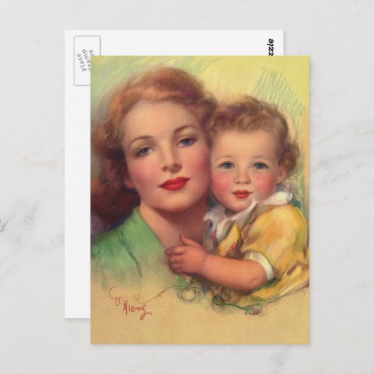  portret moeder en kind briefkaart (Voorkant / Achterkant)