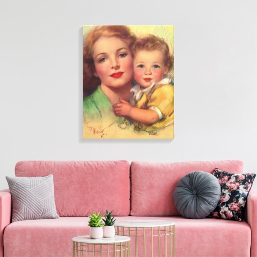  portret moeder en kind canvas afdruk (Insitu (Woonkamer))