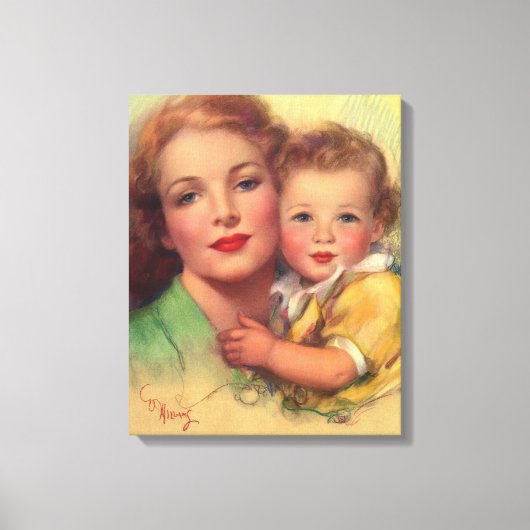  portret moeder en kind canvas afdruk (Voorkant)