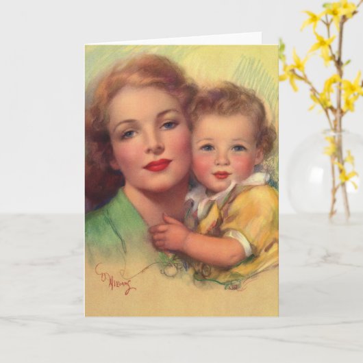  portret moeder en kind kaart (Gele Bloem)