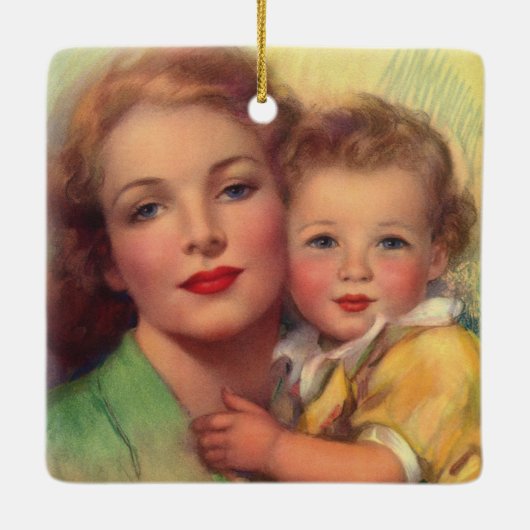  portret moeder en kind keramisch ornament (Achterkant)