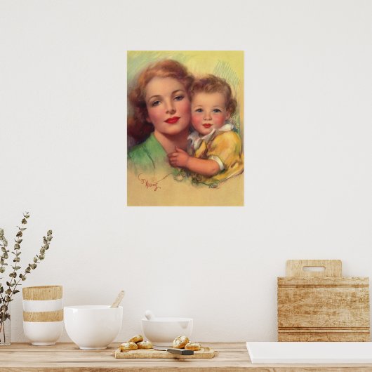  portret moeder en kind poster (Keuken)