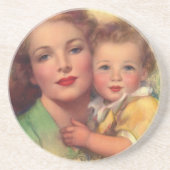  portret moeder en kind zandsteen onderzetter (Voorkant)