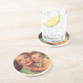 portret moeder en kind zandsteen onderzetter (Zijkant)