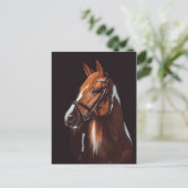 Portret mooie bruine verf paard foto briefkaart (Staand voorkant)
