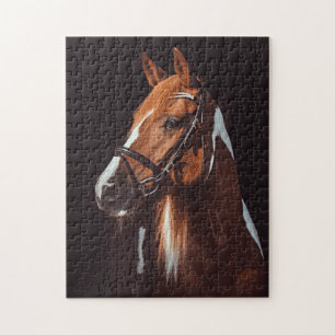 Portret mooie bruine verf paard foto legpuzzel