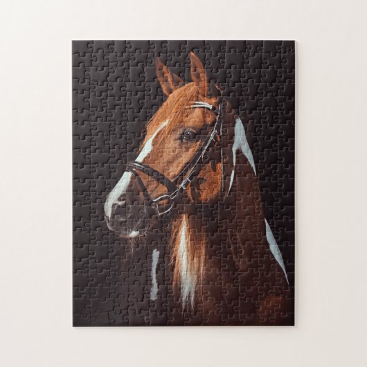 Portret mooie bruine verf paard foto legpuzzel (Verticaal)