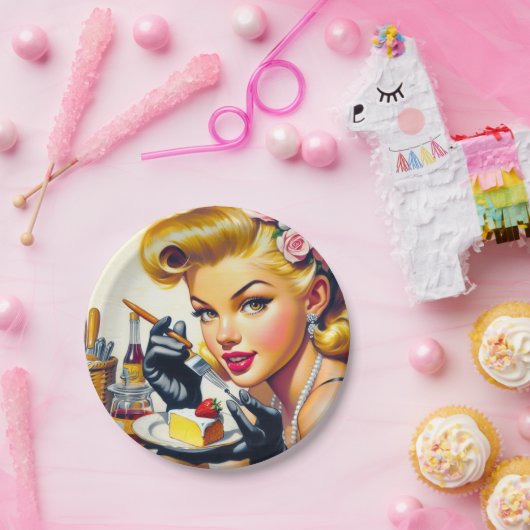 Portret Mooie Pin Up Papieren Bordje (Feest)