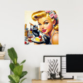 Portret Mooie Pin Up Poster (Thuiskantoor)