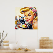 Portret Mooie Pin Up Poster (Keuken)