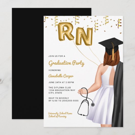 Portret Nursing School Graduation Party Kaart (Voorkant / Achterkant)