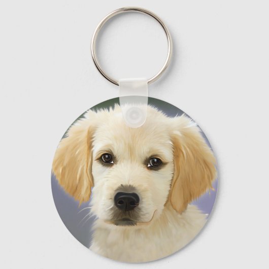Portret olie van labrador Retriever Puppy Sleutelhanger (Voorkant)