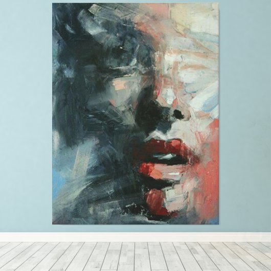 portret, onthouding, waterverf, kunst, moderne kun canvas afdruk (Insitu (Houten vloer))