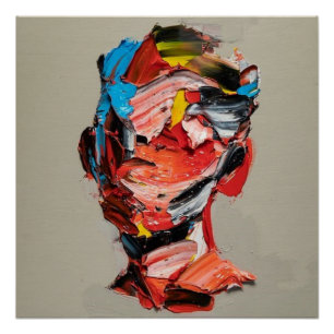 portret, onthouding, waterverf, kunst perfect poster