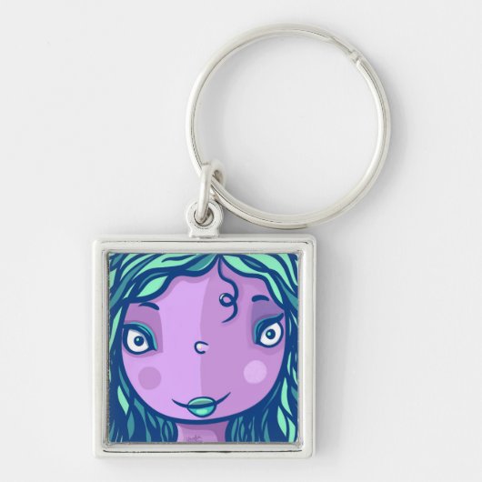 Portret Paars meisje Sleutelhanger (Voorkant)