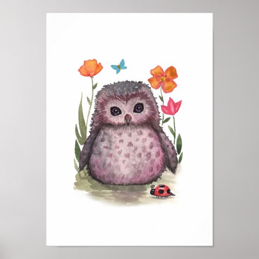 Portret Paarse Owl- en Ladybug-afdrukken Poster (Voorkant)