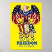 Portret Patriottische Adelaar USA Poster Gele Vers (Voorkant)