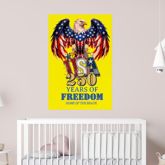 Portret Patriottische Adelaar USA Poster Gele Vers (Kinderkamer 2)
