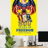 Portret Patriottische Adelaar USA Poster Gele Vers (Thuiskantoor)